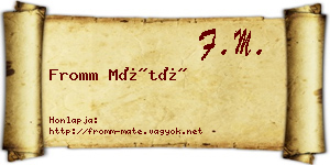 Fromm Máté névjegykártya